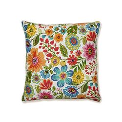 Pillow Perfect Cuscino decorativo floreale luminoso per interni ed esterni, imbottitura in peluche, resistente alle intemperie e allo sbiadimento, pavimento - 63,5 x 63,5 cm, blu/viola, 1 pezzo
