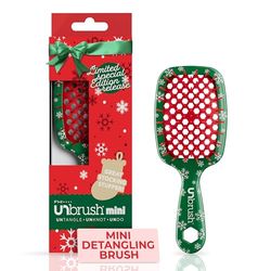 UNbrush Mini Holiday Hair Brush for Pain-Free Brushing On All Wet/Dry Hair Types — Mini UNbrush Detangling Brush with Durable Anti-Static Bristles, Lightweight & Vented — Christmas Hair Care Gifts