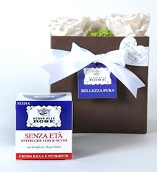 Green Creations Box 5 Rose Vere Stabilizzate Bianche + Acqua alle Rose, Crema Antirughe Viso e Occhi 50 ml