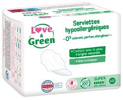 Love & Green - Guardanapos hipoalergénicos (0 %, 1 x 12)