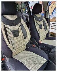 Fundas de Asiento para Coche compatibles con Land Rover Discovery Sport 5 2017 para Conductor y copiloto, Color Beige y Negro