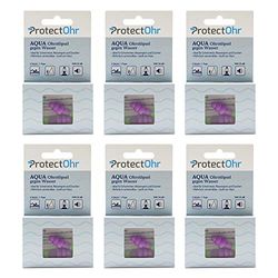 ProtectOhr - Tapones para los oídos Aqua, 6 paquetes de 2 tapones para los oídos, tapones de silicona reutilizables, ideales para la natación, morados