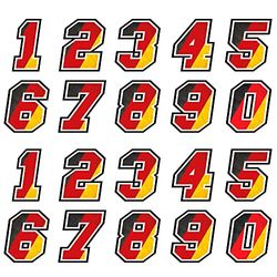 GamesMonkey Kit Adesivi Numeri Gara 20PZ Gara Cross Pista Auto Moto Stickers (12 cm, Bandiera Germania)