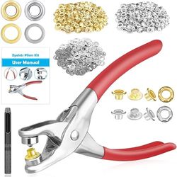 Kit di 803 pinze per occhielli da 6 mm, kit di attrezzi con 800 occhielli in metallo con rondelle in oro e argento, kit portatile per occhielli per pelle, cintura, scarpe, panni