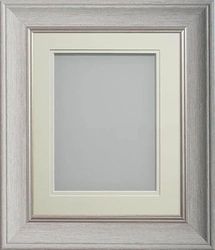 Frame Company Drummond Pale Grey Photo Frame, Double Ivory Mount, 16x12 for 13x9 inch, fitted with perspex
