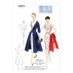 Vogue Patterns V8875 - Patrones de Costura para Vestidos con cinturón y Abrigos con Cuello de Quita y pon de Mujer (Tallas 44 a 52)