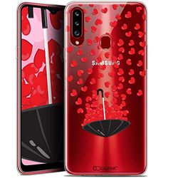 Caseink Beschermhoes voor Samsung Galaxy A20S (6,5) [Gel, HD-motiefprint in Frankrijk, collectie Love Valentijnsdag Design paraplu liefde - zacht - ultradun]