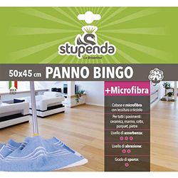 La Briantina Panno Pulizia per Pavimenti Bingo 2 in 1 in Microfibra e Cotone, a Tripla Azione Spolvera Pulisce e Lucida, per Tutti i Pavimenti, Riutilizzabile, 50x45 cm.