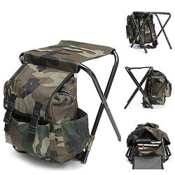 Zstar Chaise de Camping Pliante Oxford - Sac à Dos Pliable - Chaise de Camping avec Sac - 100 kg Maximum - Camouflage - Portable - pour Le Camping, la pêche