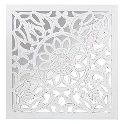 DRW Vierkant altaar van MDF-hout met spiegel in wit 90 x 2,5 x 90 cm