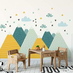 Muursticker Kindersticker Reusachtige Scandinavische Bergen Decoratie voor Babykamer Ziska 55 x 110 cm