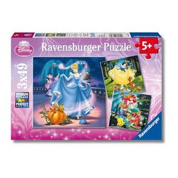 Ravensburger - Puzzle: Princesas Disney, puzzles para crianças 5 anos ou mais, quebra-cabeças, 3 quebra-cabeças de 49 peças, presentes para crianças 5 anos, 21 x 21 cm