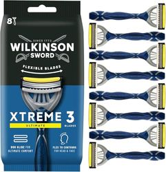 Wilkinson Sword Xtreme 3 Ultimate I Máquina de barbear homem 3 folhas I lâmina de barbear descartável flexível e pivotante I dupla faixa lubrificante DuoGlide Aloe Vera I 8 unidades