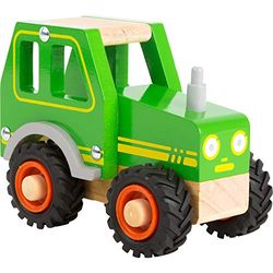 small foot traktor tillverkad av 100% FSC-certifierat trä och med stora gummerade däck, från 18 månader, 11078, grön
