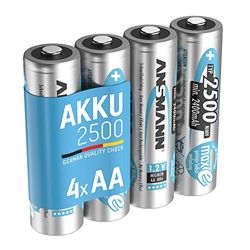 Ansmann 5035442 Pack de 4 pilhas recarregáveis (NiMH, maxE, Mignon AA, Tipo 2500 mAh), cinzento