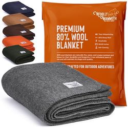 Woolly Mammoth Woolen Company Explorer Collection Couverture en laine 66" x 90" gris