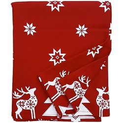 Ragged Rose Tessa fir Tablecloth Toalha de mesa, algodão, estrela de Natal vermelha, 140 x 230 cm