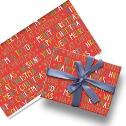 Glick Luxury Christmas Folded Wrap (3 Sheets) Merry Christmas Wrapping Paper, Red