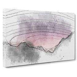 Pink Sky At Night In Abstract Modern Art Canvas Wall Art Print Ready to Hang, Framed Picture for Living Room Bedroom Home Office Décor, 24x16 Inch (60x40 cm)