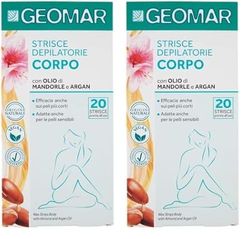 GEOMAR | Strisce Depilatorie Corpo, con Olio di Mandorle e di Argan, 95% di Origine Naturale, Made in Italy, 1 x 20 strisce (Confezione da 2)