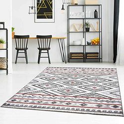 carpet city Tapis Moderne à Poils Plats - Aspect Ethnique - Rouge - pour Salon - Dimensions : 140 x 200 cm