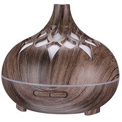 SIXTOL Palm Aroma Difuzer 500 ml, ultrasone luchtbevochtiger, voor luchtbevochtiging en geur van thuis, slaapkamer, kantoor, aromatherapie, voor etherische oliën (grijs hout)