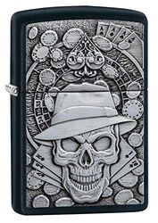 Zippo - Black Ice - Gambling Skull, Emblem - gasoline Windproof lighter, refillable, in gift box