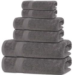 Lot de 6 serviettes de bain légères à séchage rapide, très absorbantes, 100 % coton turc, pour salle de bain, invités, piscine, salle de sport, camping, voyage, dortoir universitaire (serviette de