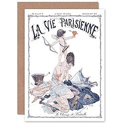 Artery8 La Vie Parisienne Cupid Love Battlefield Magazine Cover Sealed Greeting Card Plus Envelope Blank inside