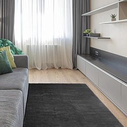 ECOMMERC3 Soft Tapis Salon Poils Moyens Anthracite 80 x 150 cm avec Texture Douce et rembourrée | Tapis antidérapant en Polyester et 3D Backing | Tapis Lavable en Machine