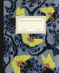 Composition Notebook: College Ruled: butterfly Vintage Pattern | Cute Aesthetic Journal For School, College, Office, Work | Dark Academia