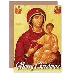 Wee Blue Coo CARD ALTERNATIVE CHRISTMAS XMAS ORTHODOX JESUS MARY ICON