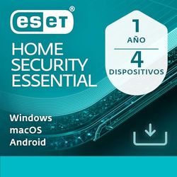 ESET HOME Security Essential 2025 | 4 dispositivos | 1 año | banca online y navegación seguras, inspector de red y protección de la cámara web incluidos | Windows, macOS y Android | Código por email
