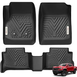 YITAMOTOR Tapis de Sol compatibles avec Chevy Colorado 2015-2022 à Cabine Double GMC Canyon, Tapis de Sol sur Mesure, 1ère et 2ème rangée de Protection Contre Les intempéries, Noir
