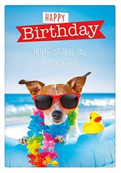 Verjaardagskaart Basic Classic Happy Birthday hond 11,6 x 16,6 cm