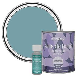 Rust-Oleum Peinture Bleue Résistante à l'eau pour Carrelage de Salle de Bain, Finition Brillante - Océan 750ml
