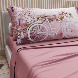 PETTI Artigiani Italiani - Katoenen beddengoed met kussenslopen met digitale print, eenpersoonslaken, beddengoedset patroon 333 donker poeder, 100% Made in Italy