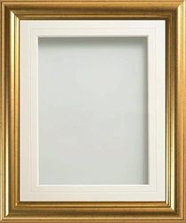 Frame Company Eldridge Gold Photo Frame with White V-Groove Mount, 7x5 for 6x4 inch, fitted with perspex