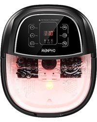 Foot Spa Massager, RENPHO voetenbad met snelle verwarming, automatische massage, krachtige bubbelstralen, gemotoriseerde Shiatsu massagerollen, pedicure voor vermoeide voeten, verstelbare timer en temperatuur, zwart