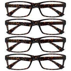 The Reading Glasses Company Marrone Tartaruga Lettori Valore 4 Pacco Stile Designer Uomo Donna Rrrr92-2 +1,50-88 Gr