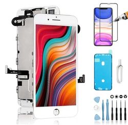 Mobilevie Pantalla LCD Retina + Pantalla Táctil Todo Ensamblado Completo En Chasis para iPhone - Blanco, iPhone 7 Plus