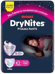 HUGGIES DryNites Girl's, 4-7 Years Jumbos (64 Pants) Disney Frozen