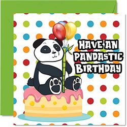 Panda verjaardagskaarten voor mannen vrouwen - Pandastic - Fantastische gelukkige verjaardagskaart voor mama papa zus broer dochter oom tante zoon dochter, 145 mm x 145 mm grappige humor wenskaarten cadeau