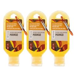 MangoPalm Safe Mango 3 Pack 60ml Anti Bacterial Premium Hand Sanitiser Travel Size Refillable Clip Bottle Quick Drying Non Sticky Extra Moisturising Kills 99.9% of Viruses and Bacteria