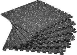 SUPERJARE Suelo de Gimnasio de 0.4 Pulgadas para Gimnasio en casa, 6 Azulejos con Parte Superior de Goma Resistente, Alfombrillas de Goma entrelazadas, Alfombrillas de Equipo de Ejercicio de