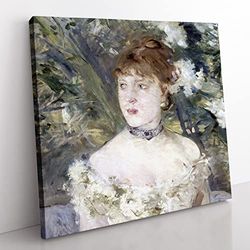 Young Girl In A Ball Gown by Berthe Morisot Classic Painting Canvas Wall Art Print Ready to Hang, Framed Picture for Living Room Bedroom Home Office Décor, 50x50 cm (20x20 Inch)