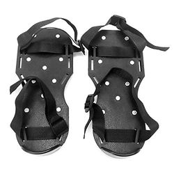 QWORK Zapatos con Puntas con Puntas Cortas de 25mm Perfectas Para Pisos de Epoxi, Superposiciones, Instalación de Cubiertas, Color negro (1 Par)