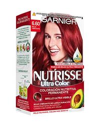 Garnier Nutrisse Creme Coloración Permanente Con Mascarilla Nutritiva De Cuatro Aceites - Rojo Vibrante 6.60