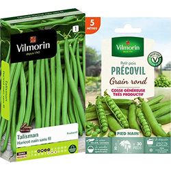 Vilmorin Haricot Talisman Boite 140g, Vert & Pois Precovil Création Sachet série 5m, Vert