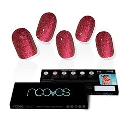 NOOVES NAILS Láminas de Uñas de Gel Precurado Premium - Ruby Claret - Rojo | Tiras De Uñas De Gel semicurado| Pegatinas Uñas Semipermanente en Gel| Gel Nail stickers| Uñas de gel Pegatinas